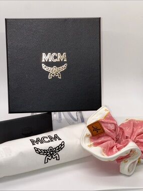 MCM Scrunchie with Gold Charm